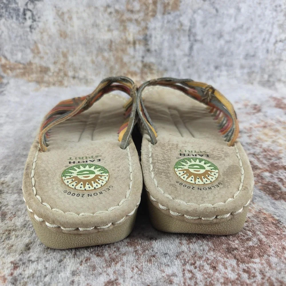 Earth Spirit Calhoun Gelron 2000 Slide Sandals Women 7.5 Woven Leather‎ Huarache